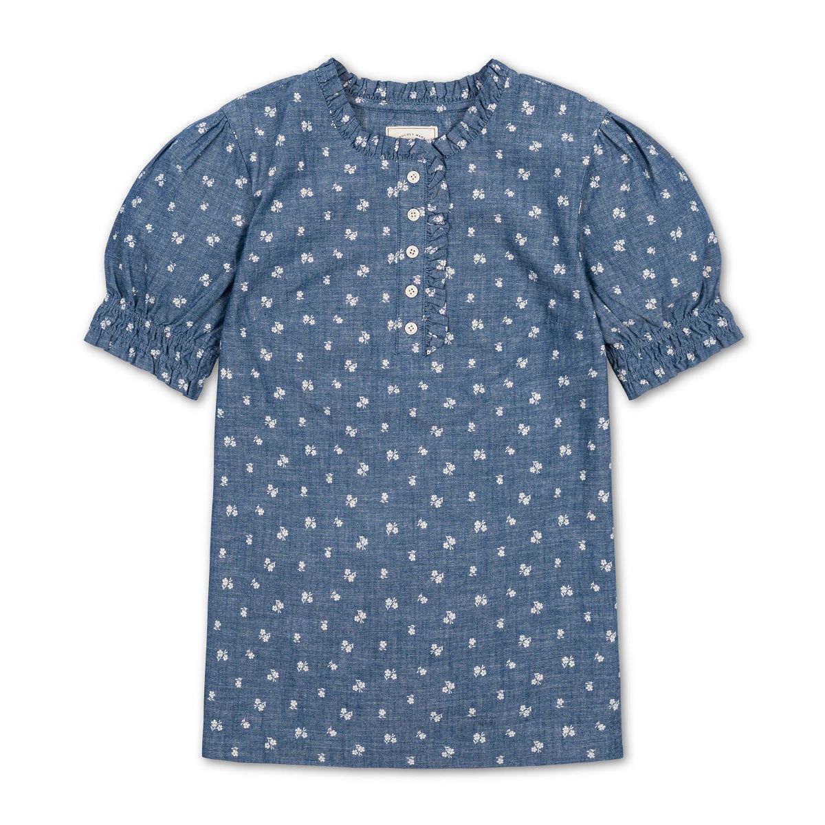 Hope & Henry Organic Chambray Puff Sleeve Top, Adult - thumbnail 5