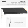 Resenkos Patio Awning, Outdoor Sun Shade Shelter Cover Awnings,8' x 6.5' Retractable Awning, 280gsm UV Resistant Sunshade Shelter, Dark Gray - 4 of 4