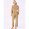 INSPIRE CHIC Women's Pajama Sets Button Up Long Sleeve V-Neck Elastic Waist Pants 2 Pieces with Pockets - 4 of 4