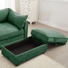 Gulches Green Chenille Ottoman - Hidden Storage (Pull-Out Drawer), Wrapped Cushion Design, for 2/3/4-Seat Sofa Sets & Modern/Nordic Interiors - 4 of 4