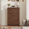 4 Bedroom Dresser, 45.7 Inches High Dresser with Doors, Vertical Dresser with Storage, Freestanding Wardrobe Dresser, Suitable for Bedroom, Walnut - 4 of 4