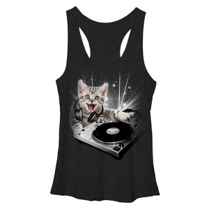 Women's Lost Gods DJ Space Kitten Racerback Tank Top - 1 of 3
