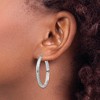 Black Bow Jewelry 3.5mm, Diamond Cut 14k White Gold Round Hoop Earrings, 34mm - 3 of 4