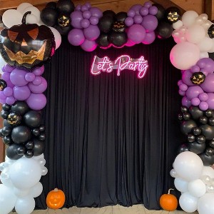 Wikineon Black Backdrop Panels Halloween Background: Polyester Backdrop Curtains Fabric 20ftx8ft Wall Backdrop Stage Wedding Decorations Drape - 1 of 4