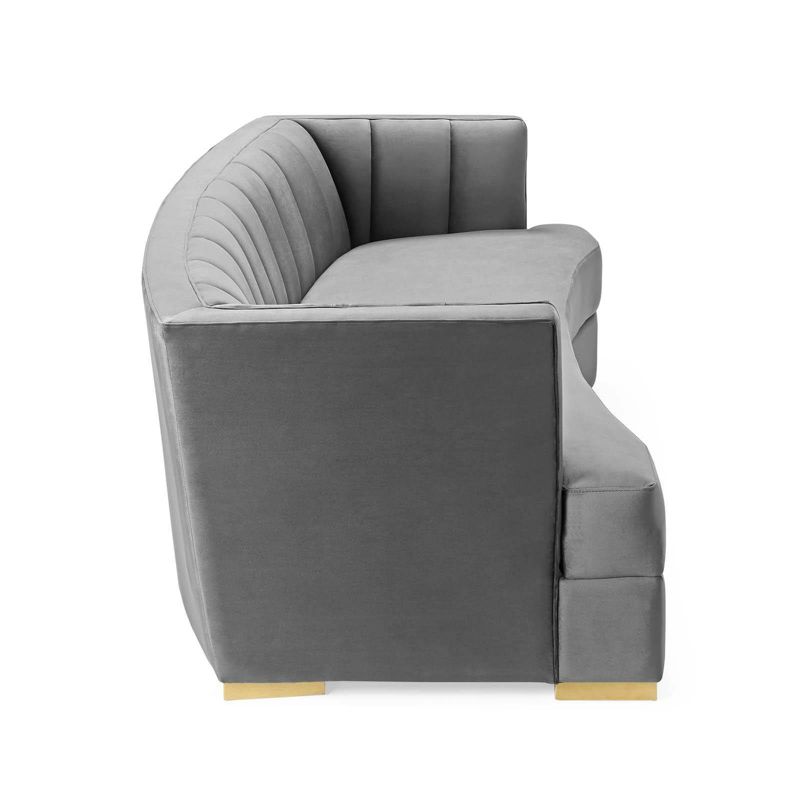 Encompass Channel Tufted Performance Velvet Curved Sofa Gray - Modway, 4 of 10
