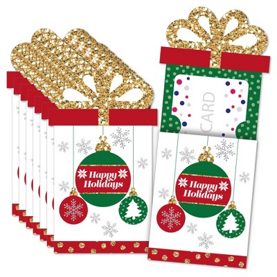 Big Dot of Happiness Ornaments - Holiday and Christmas Party Money and Gift Card Sleeves - Nifty Gifty Card Holders - 8 Ct