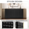 Modern 4-Door Storage Cabinet with 3D Geometric Fronts and Metal Trim, Sideboard Buffet Cabinet for Living Room, Kitchen or Office - Cuddlewood - 2 of 4