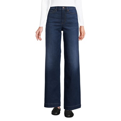 Lands' End Women's Recover High Rise Wide Leg Blue Jeans