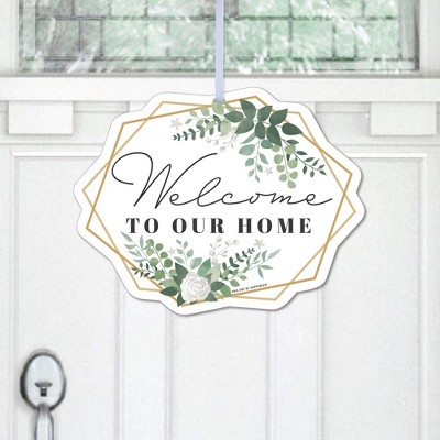 Big Dot of Happiness Boho Botanical - Hanging Porch Greenery Party Outdoor Decorations - Front Door Decor - 1 Piece Sign