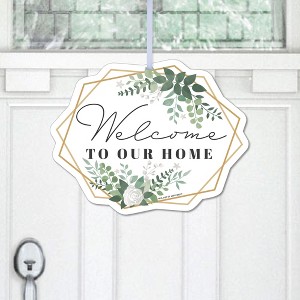 Big Dot of Happiness Boho Botanical - Hanging Porch Greenery Party Outdoor Decorations - Front Door Decor - 1 Piece Sign - 1 of 4