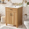ACEPANO 24 in. W Modern Solid Wood Frame Bathroom Vanity with 2 Soft-Close Doors, 1 Flip-Up Drawer & Adjustable Shelves-Brown - 2 of 4