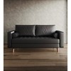 Tree City- 58"  Upholstered Mid-Century Modern Faux Leather Square Arm Black Sofa Loveseat - 4 of 4