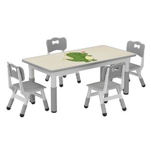 Height Adjustable Kids Table & 4 Chairs Set, Graffiti Top, BPA-Free, Ages 2-10 - 1 of 4