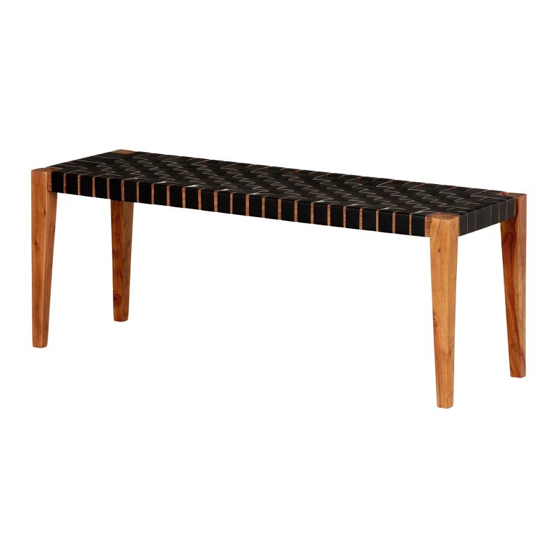 Balka Woven Leather Bench Matte Black - South Shore, 1 of 9
