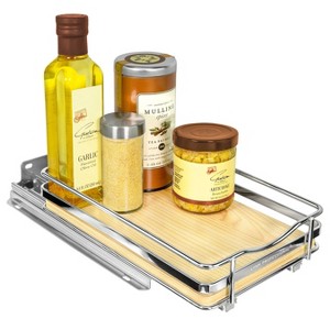 Lynk Professional Slide Out Vertical 6.25" Single Metal/Wood Spice Rack Silver: Sliding Kitchen Storage Organizer, Chrome - 1 of 4