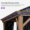 PURPLE LEAF Outdoor Hardtop Gazebo for Patio Galvanized Steel Double Roof Permanent Canopy Teak Finish Aluminum Frame Pavilion Gazebo with Netting - 3 of 4