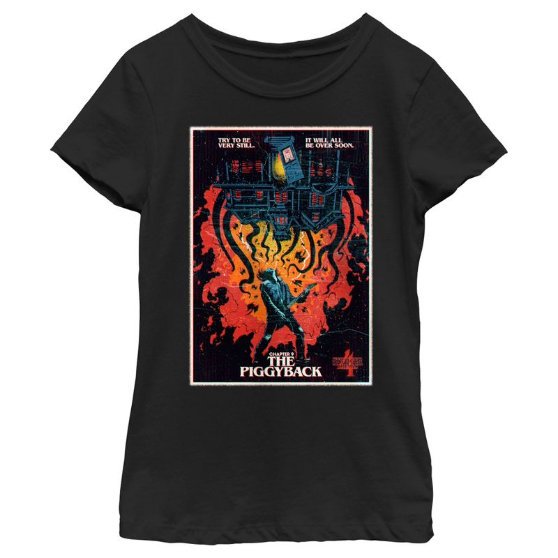 Girl's Stranger Things Retro Piggyback Poster T-Shirt, 1 of 5
