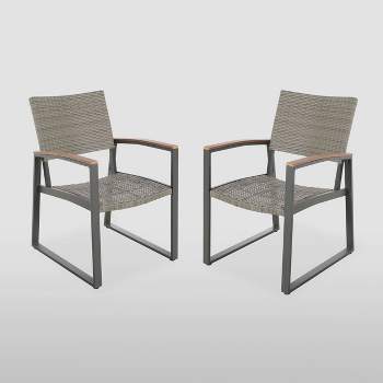Glasgow 2Pk Wicker Dining Chairs - Gray - Christopher Knight Home