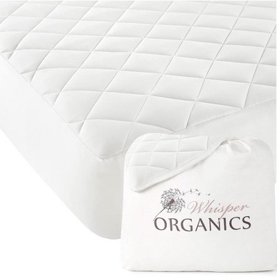 Whisper Organics, Luxury 100% Organic Cotton Mattress Protector, Exquisitely Soft, GOTS Certified Breathable Protective Pad, White - Full