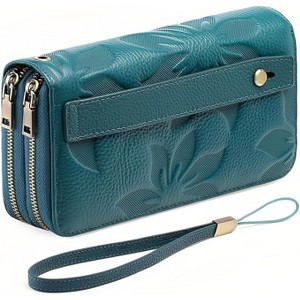 Wikineon Wallet for Women Clutch RFID Blocking Wristlet Leather Purse Large Capacity Credit Card Holder with Grip Hand Strap - 1 of 4