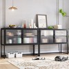 Whizmax Cabinet with Glass Doors Glass Accent Storage Cabinet with Featuring Two-Tier Storage for Entryway Living Room Bathroom Dining Room Black - 4 of 4