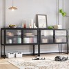 Whizmax Cabinet with Glass Doors Glass Accent Storage Cabinet with Featuring Two-Tier Storage for Entryway Living Room Bathroom Dining Room Black - image 4 of 4