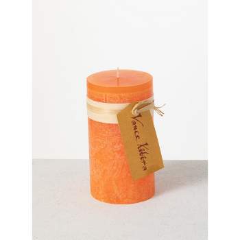 Vance Kitira 6" Tangerine Timber Pillar Candle ,Scentless, Clean-Burning, Environmental Friendly
