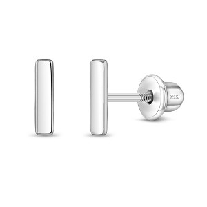 Girls' Tiny Polished Bar Screw Back Sterling Silver Earrings - In Season Jewelry - 1 of 4