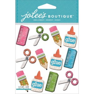 Jolee's Boutique Mini Repeats Stickers - School Supplies, 12pcs - 1 of 1