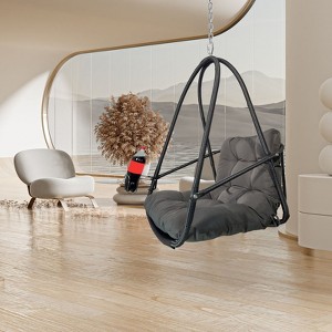 Okak Outdoor Egg Chair with Sturdy Metal Frame, Porch Chairs with C Type Bracket/Hanging Hook, Cushion and Pillow, Patio Accent Chair for Garden - 1 of 4