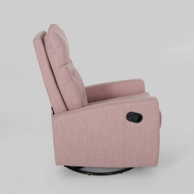 Ishtar Light Blush & Black Wood Swivel Glider Pushback Recliner