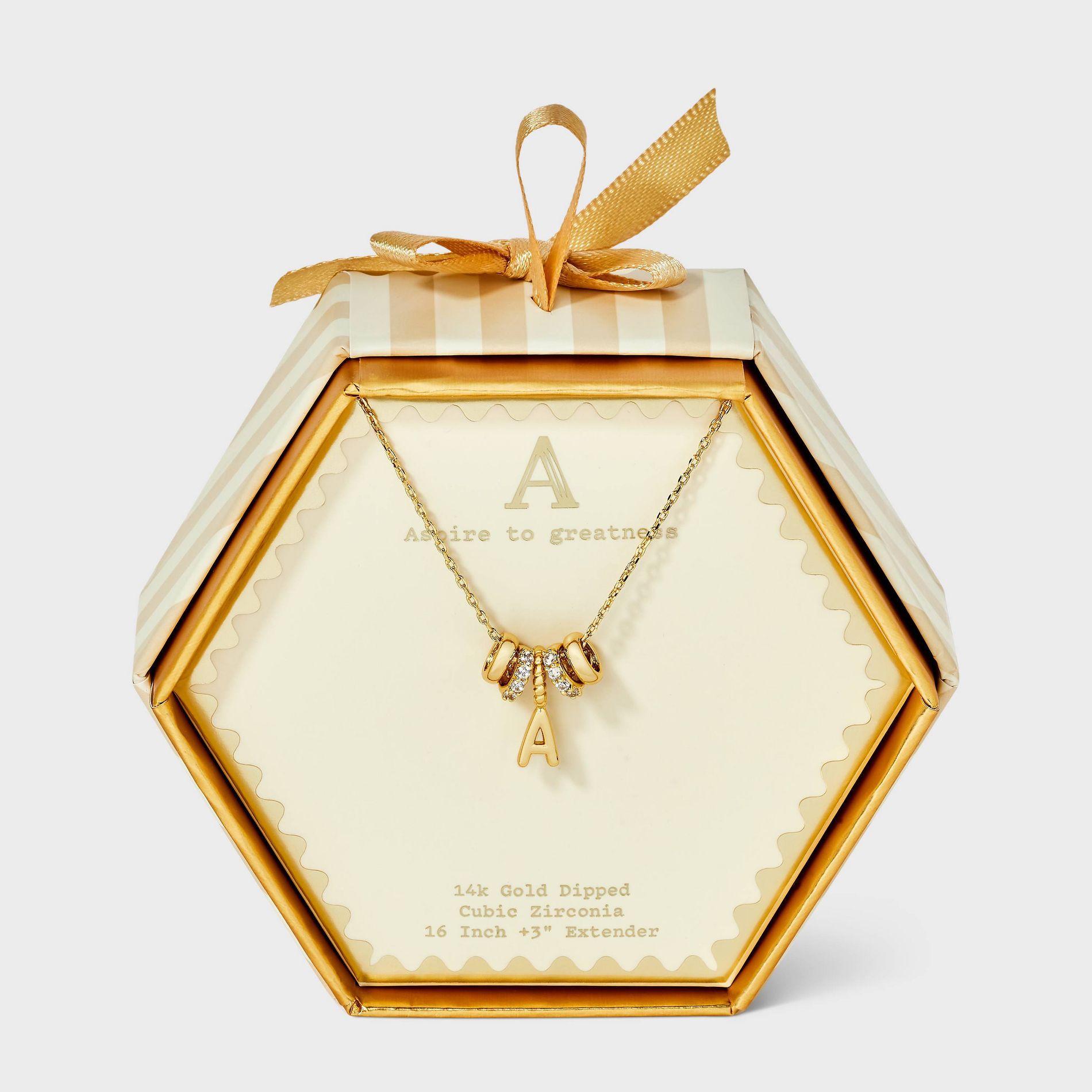 14K Gold Dipped Cubic Zirconia Rondelle Initial Necklace - A New Day™ Gold