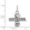 Black Bow Jewelry Sterling Silver Antiqued I Heart Basketball Script Pendant - 4 of 4