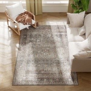 HOMCOM Machine Washable Area Rug, Non-Slip Traditional Flower Print Floor Carpet for Living Room, Bedroom, Dining Room - 1 of 4