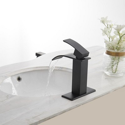 Matte Black Single Handle Waterfall Bathroom Faucet