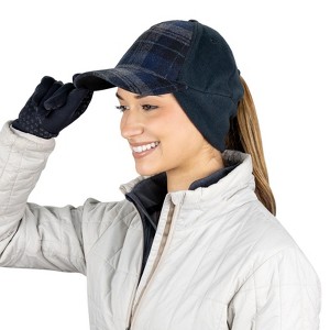 TrailHeads Women’s Ponytail Beanie - Winter Trucker Hat with Drop Down Fleece Ear Warmers - 1 of 4