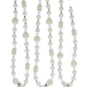 72.0 Inch White Bead Garland Pearl Faceted Tree Garlands - 1 of 3