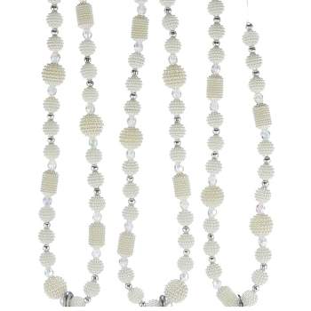 72.0 Inch White Bead Garland Pearl Faceted Tree Garlands