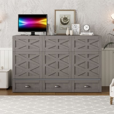 Queen Size Murphy Bed with Large Drawers