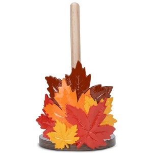 Elanze Designs Fall Leaves 12 inch Resin and Wood Harvest Paper Towel Holder - 1 of 4