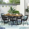 Christopher Knight Home Renata Outdoor Acacia Wood and Resin 7 Piece Dining Set with 70.25" Dining Table, Black/Teak - 2 of 4