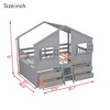 Sapphtopaz Full Size House Loft Bed with Roof&Windows,Wood Bed with Ladder&Guardrail,Kids Bed Frame with 4 Storage Drawer for Boys&Girls,Nursery - 4 of 4