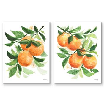 Americanflat 2 Piece 16x20 Wrapped Canvas Set - Oranges Watercolor
by Michelle Mospens - botanical  Wall Art