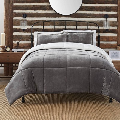 Twin 2pc Cozy Plush Comforter Set Gray - Serta