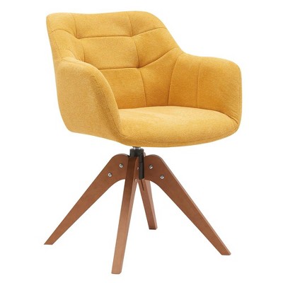 Suede Black Modern Swivel Office Accent Arm Chair with Oak Wood Legs for Small Space
