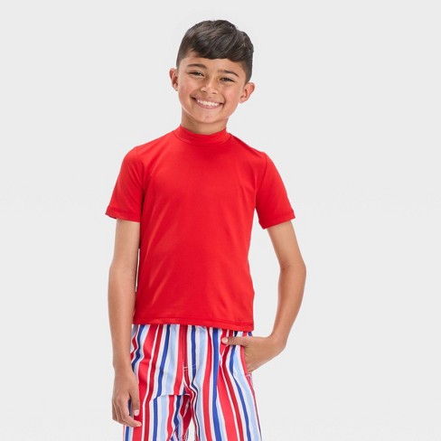 Boys' Short Sleeve Tree Printed & Striped Rash Guard Top & Swim Shorts Set  - Cat & Jack™ : Target