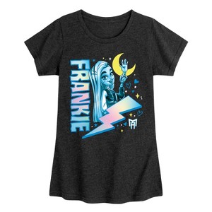 Girls' - Monster High - Frankie Stein Lightning Bolt Fitted Short Sleeve Graphic T-Shirt - 1 of 4