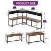 DWVO 3-Piece Dining Table Set for 4-6 People,Corner  Dining Room Table with Left Seat and Bench for Breakfast Restaurant Brown - 2 of 4