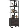 COUCHETA 70.9 Inch Tall  4 Tier Open Display Industrial Bookshelf with Storage Drawers , Metal Frame Bookcase - 3 of 4