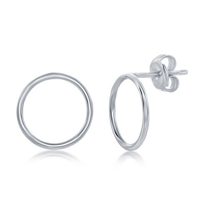 Bella Silver Sterling Silver Open Circle Stud Earrings - Silver